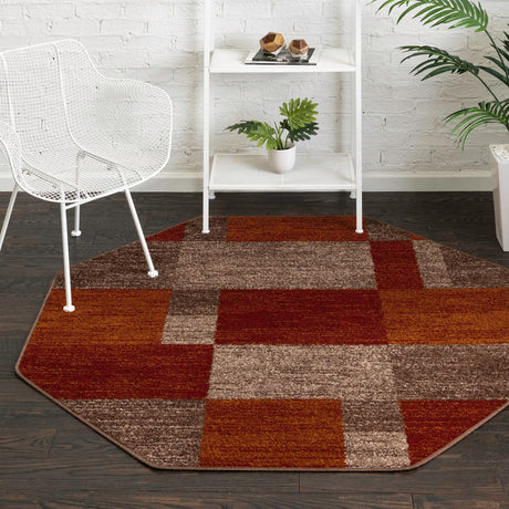 Multicolor 7' 10 x 7' 10 Autumn Octagon Area Rug 100% Polypropylene Durable Jute Backing Living Dining Room Bedroom Office Modern Decor Carpet for Sale at Rug Engine