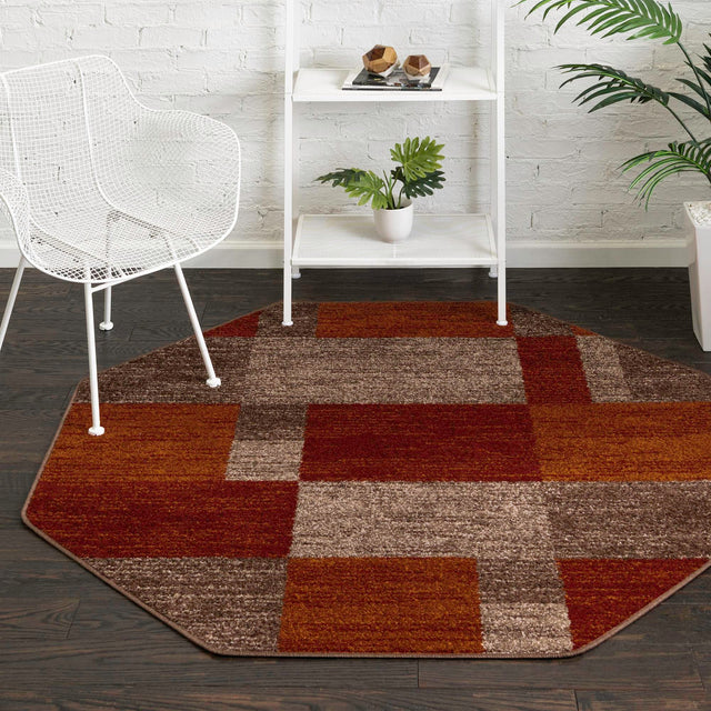Multicolor 7' 10 x 7' 10 Autumn Octagon Area Rug 100% Polypropylene Durable Jute Backing Living Dining Room Bedroom Office Modern Decor Carpet for Sale at Rug Engine