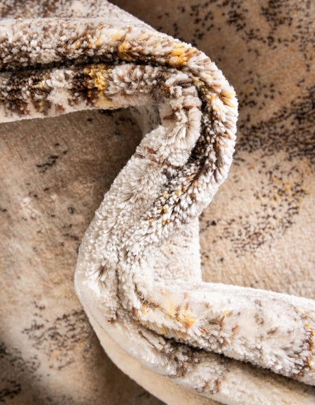 Ivory Beige 4' x 4' Helios Square Area Rug 100% Polypropylene (Space-Dyed Yarn) Easy Clean With Cotton Backing Contemporary Carpet for Sale at Rug Engine