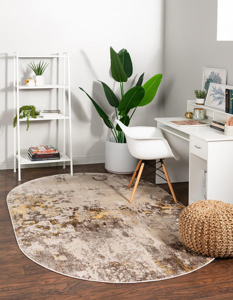 Ivory Beige 3' 3 x 5' 3 Helios Oval Area Rug 100% Polypropylene (Space-Dyed Yarn) Easy Clean With Cotton Backing Contemporary Carpet for Sale at Rug Engine