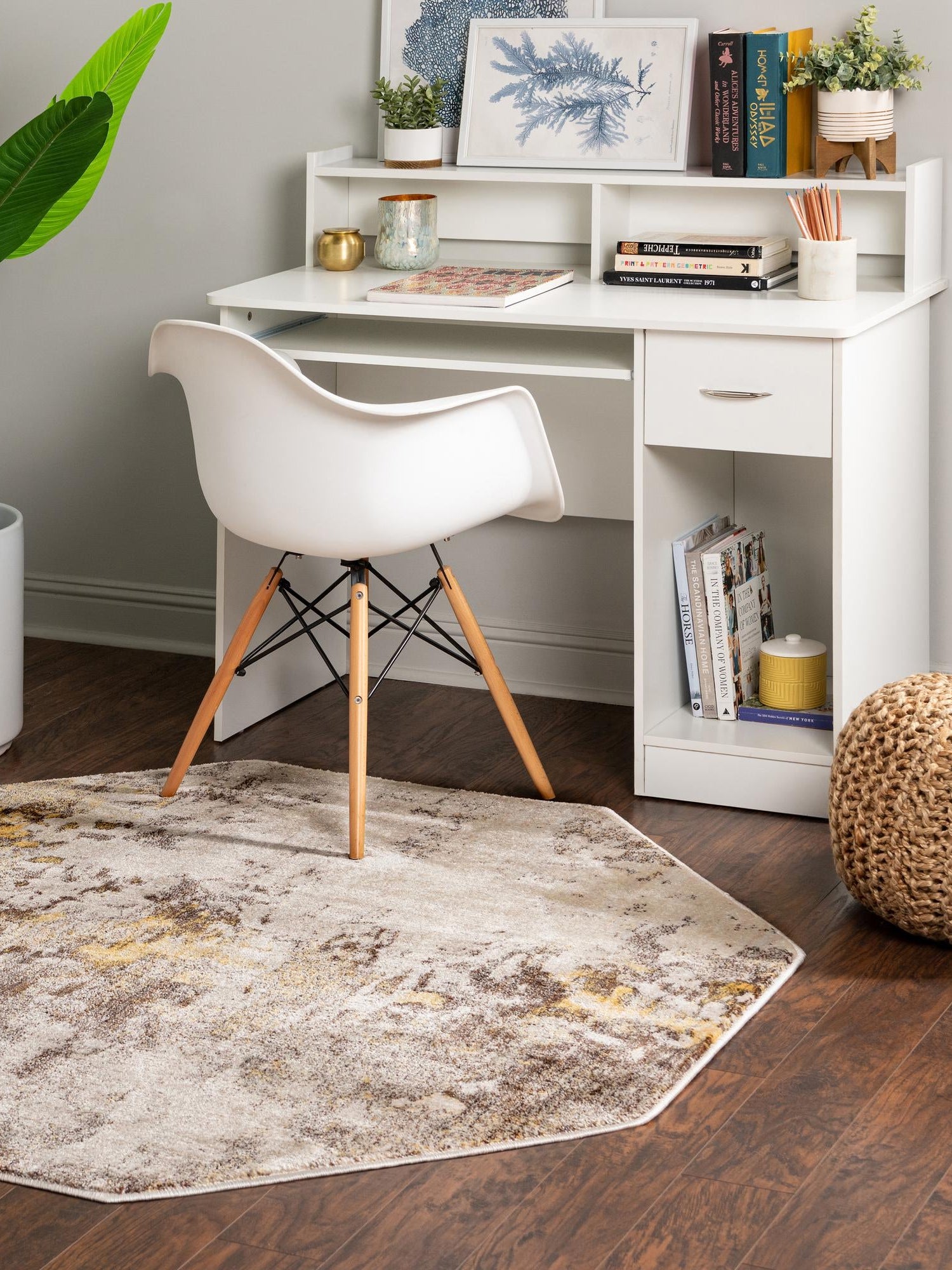 Ivory Beige 8' x 8' Helios Octagon Area Rug 100% Polypropylene (Space-Dyed Yarn) Easy Clean With Cotton Backing Contemporary Carpet for Sale at Rug Engine