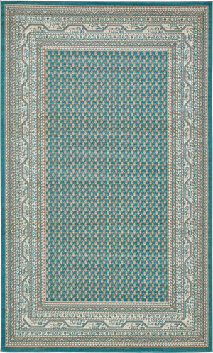 Turquoise 3' 3 x 5' 3 Williamsburg Rectangle Area Rug 100% Polypropylene With Cotton Backing Durable Easy Clean Stain Resistant Carpet for Sale at Rug Engine