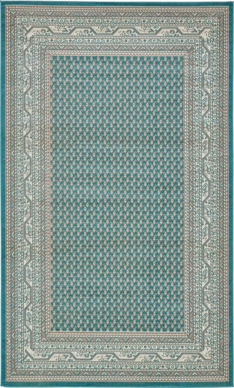 Turquoise 3' 3 x 5' 3 Williamsburg Rectangle Area Rug 100% Polypropylene With Cotton Backing Durable Easy Clean Stain Resistant Carpet for Sale at Rug Engine