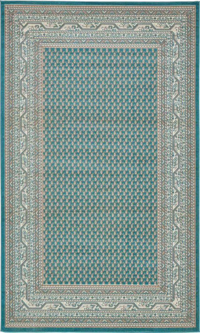 Turquoise 3' 3 x 5' 3 Williamsburg Rectangle Area Rug 100% Polypropylene With Cotton Backing Durable Easy Clean Stain Resistant Carpet for Sale at Rug Engine