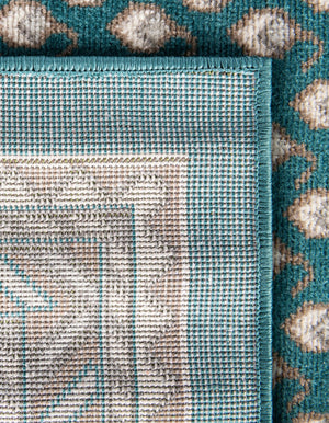 Turquoise 5' x 5' Williamsburg Square Area Rug 100% Polypropylene With Cotton Backing Durable Easy Clean Stain Resistant Carpet for Sale at Rug Engine