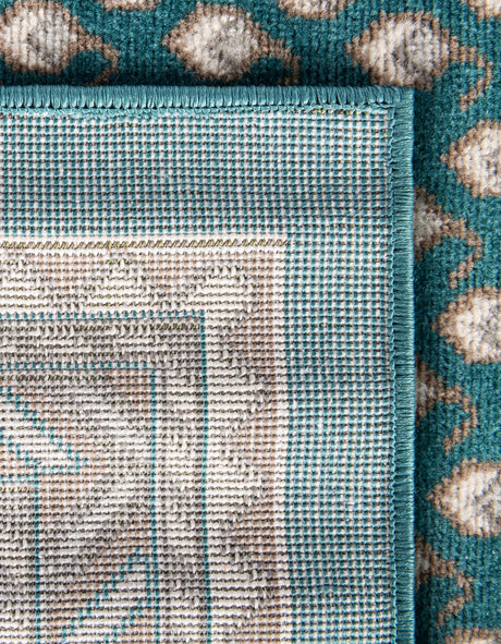 Turquoise 5' x 5' Williamsburg Square Area Rug 100% Polypropylene With Cotton Backing Durable Easy Clean Stain Resistant Carpet for Sale at Rug Engine