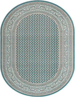 Turquoise 7' 10 x 10' Williamsburg Oval Area Rug 100% Polypropylene With Cotton Backing Durable Easy Clean Stain Resistant Carpet for Sale at Rug Engine