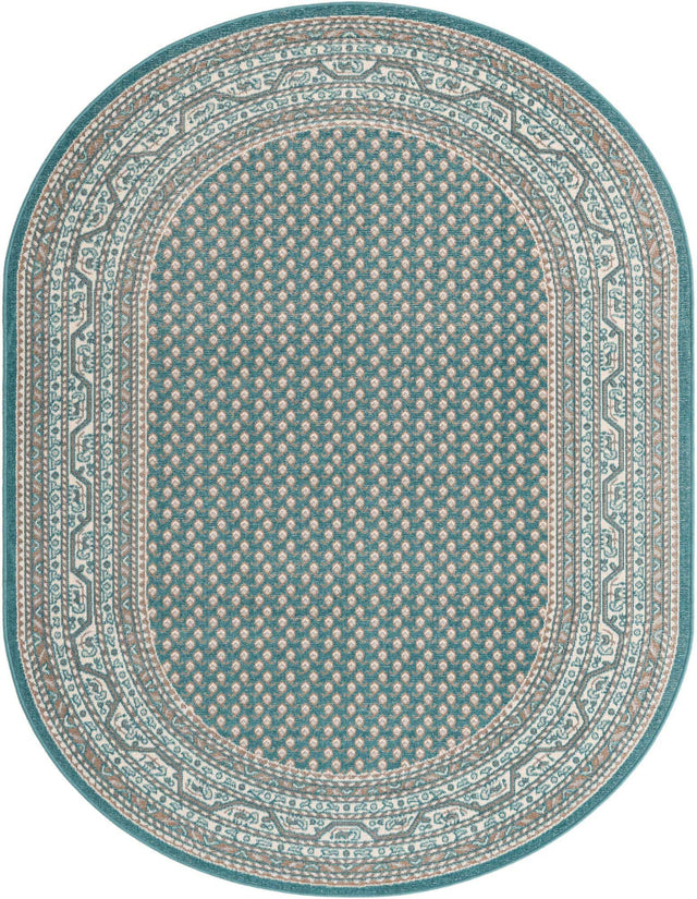 Turquoise 7' 10 x 10' Williamsburg Oval Area Rug 100% Polypropylene With Cotton Backing Durable Easy Clean Stain Resistant Carpet for Sale at Rug Engine