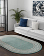 Turquoise 3' 3 x 5' 3 Williamsburg Oval Area Rug 100% Polypropylene With Cotton Backing Durable Easy Clean Stain Resistant Carpet for Sale at Rug Engine