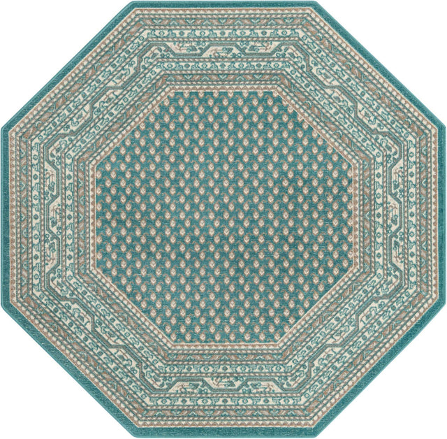 Turquoise 7' 10 x 7' 10 Williamsburg Octagon Area Rug 100% Polypropylene With Cotton Backing Durable Easy Clean Stain Resistant Carpet for Sale at Rug Engine