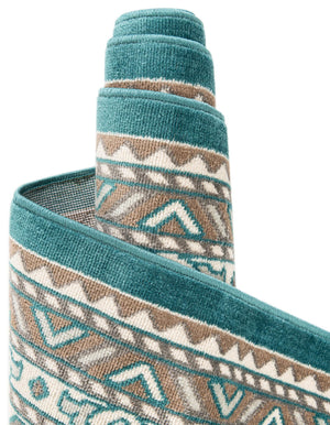 Turquoise 5' x 5' Williamsburg Octagon Area Rug 100% Polypropylene With Cotton Backing Durable Easy Clean Stain Resistant Carpet for Sale at Rug Engine