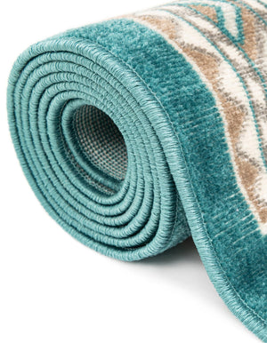 Turquoise 5' x 5' Williamsburg Octagon Area Rug 100% Polypropylene With Cotton Backing Durable Easy Clean Stain Resistant Carpet for Sale at Rug Engine