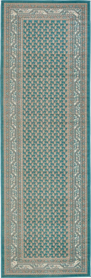 Turquoise 2' x 6' Williamsburg Runner Area Rug 100% Polypropylene With Cotton Backing Durable Easy Clean Stain Resistant Carpet for Sale at Rug Engine