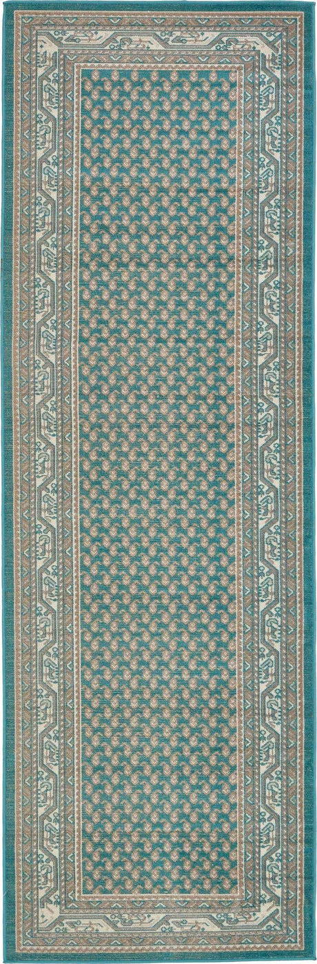 Turquoise 2' x 6' Williamsburg Runner Area Rug 100% Polypropylene With Cotton Backing Durable Easy Clean Stain Resistant Carpet for Sale at Rug Engine
