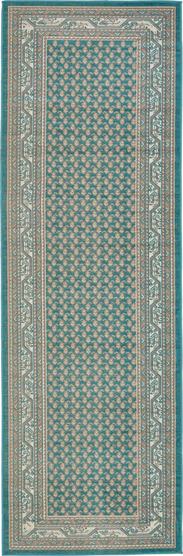 Turquoise 2' x 6' Williamsburg Runner Area Rug 100% Polypropylene With Cotton Backing Durable Easy Clean Stain Resistant Carpet for Sale at Rug Engine
