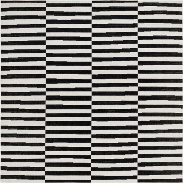 Black 5' 3 x 5' 3 Williamsburg Square Area Rug 100% Polypropylene With Cotton Backing Durable Easy Clean Stain Resistant Carpet for Sale at Rug Engine