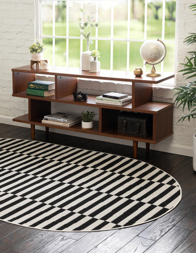 Black 5' x 8' Williamsburg Oval Area Rug 100% Polypropylene With Cotton Backing Durable Easy Clean Stain Resistant Carpet for Sale at Rug Engine