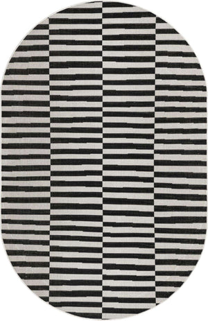 Black 5' x 8' Williamsburg Oval Area Rug 100% Polypropylene With Cotton Backing Durable Easy Clean Stain Resistant Carpet for Sale at Rug Engine