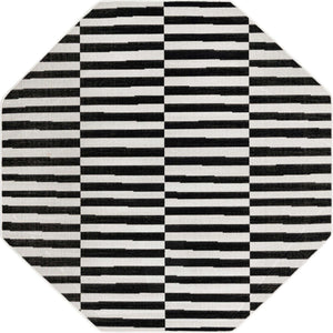 Black 5' x 5' Williamsburg Octagon Area Rug 100% Polypropylene With Cotton Backing Durable Easy Clean Stain Resistant Carpet for Sale at Rug Engine
