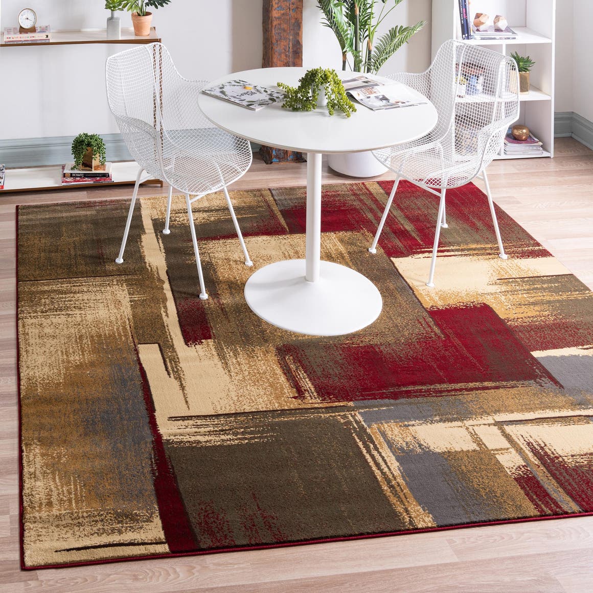Multicolor 6' 1 x 6' 1 Barista Square Area Rug 100% Polypropylene Abstract Modern Geometric Carpet for Living Room Dining Office Dorm Room Decor for Sale at Rug Engine