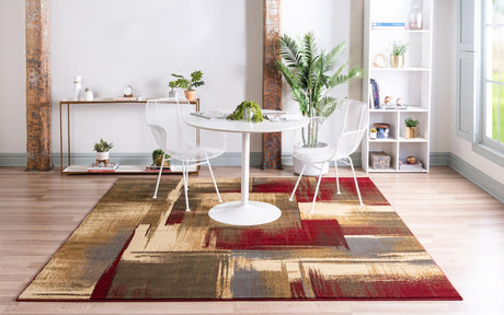 Multicolor 7' 1 x 7' 1 Barista Square Area Rug 100% Polypropylene Abstract Modern Geometric Carpet for Living Room Dining Office Dorm Room Decor for Sale at Rug Engine