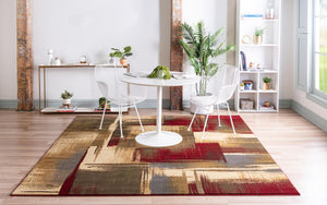 Multicolor 7' 10 x 7' 10 Barista Square Area Rug 100% Polypropylene Abstract Modern Geometric Carpet for Living Room Dining Office Dorm Room Decor for Sale at Rug Engine