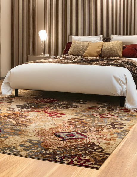 Beige 7' 10 x 7' 10 Barista Square Area Rug 100% Polypropylene Abstract Modern Geometric Carpet for Living Room Dining Office Dorm Room Decor for Sale at Rug Engine