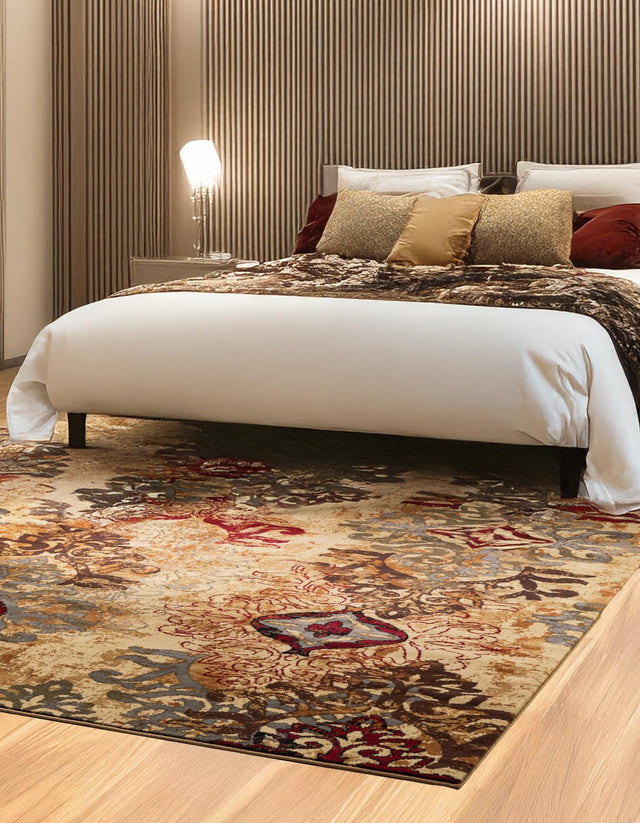Beige 7' 10 x 7' 10 Barista Square Area Rug 100% Polypropylene Abstract Modern Geometric Carpet for Living Room Dining Office Dorm Room Decor for Sale at Rug Engine