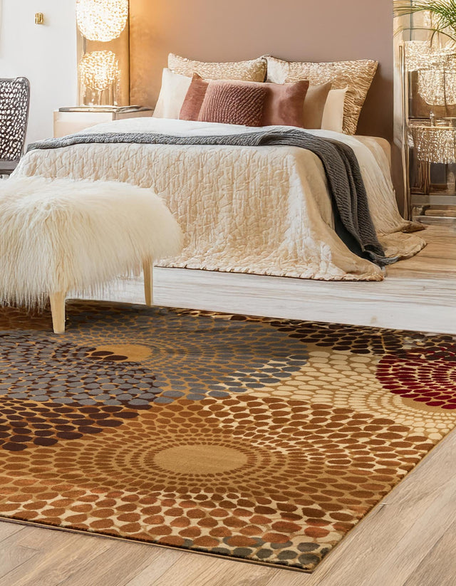 Beige 7' 10 x 7' 10 Barista Square Area Rug 100% Polypropylene Abstract Modern Geometric Carpet for Living Room Dining Office Dorm Room Decor for Sale at Rug Engine