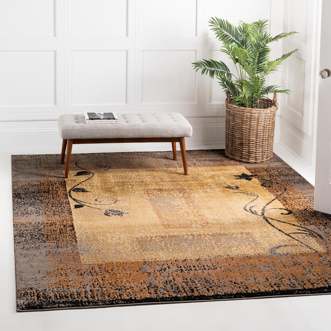 Beige 10' x 10' Barista Square Area Rug 100% Polypropylene Abstract Modern Geometric Carpet for Living Room Dining Office Dorm Room Decor for Sale at Rug Engine