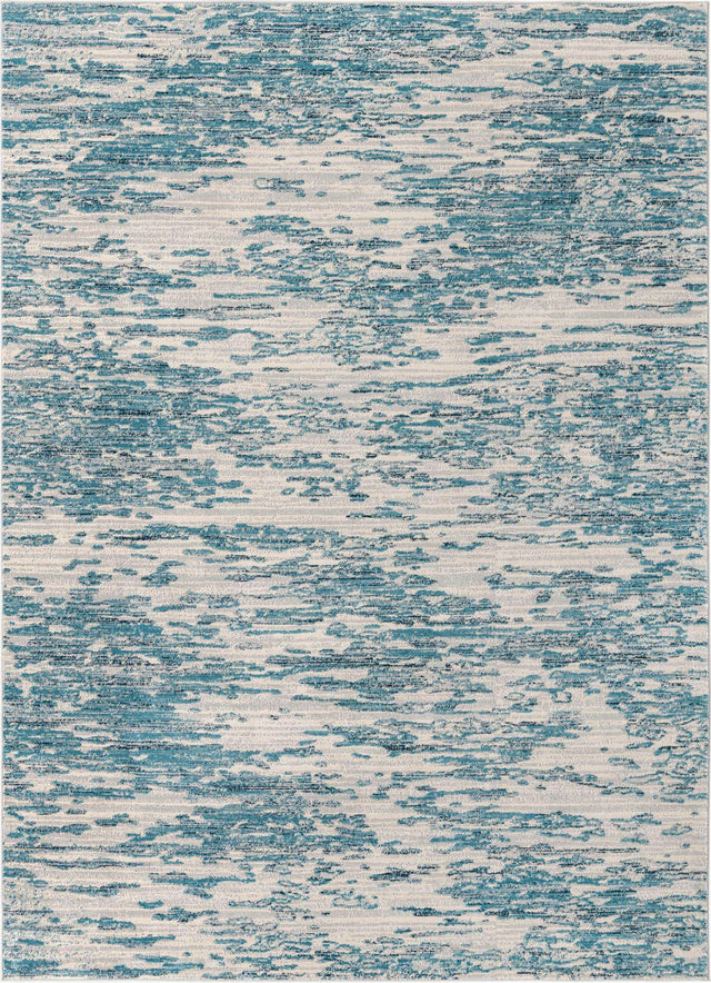 Blue 9' x 12' Oasis Rectangle Area Rug 65% Polypropylene & 35% Polyester Contemporary Carpet for Living Rooms, Bedroom, Kitchen, Dining, Office for Sale at Rug Engine