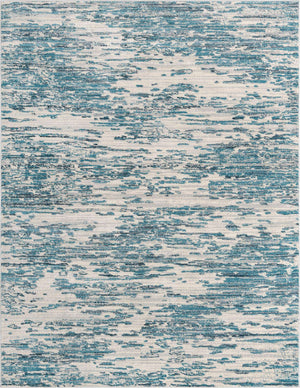 Blue 8' x 10' Oasis Rectangle Area Rug 65% Polypropylene & 35% Polyester Contemporary Carpet for Living Rooms, Bedroom, Kitchen, Dining, Office for Sale at Rug Engine