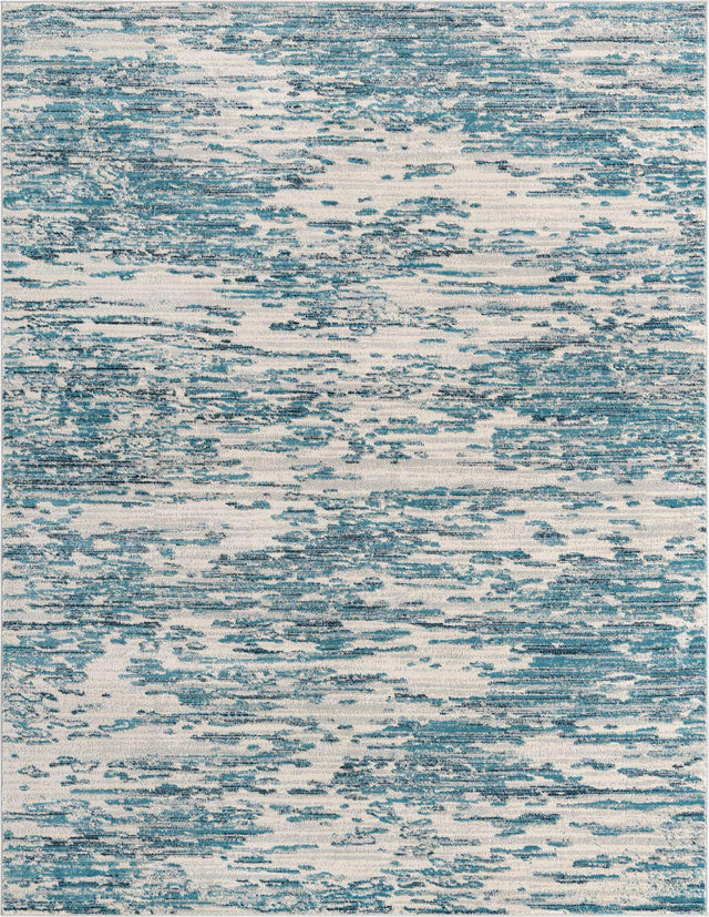 Blue 8' x 10' Oasis Rectangle Area Rug 65% Polypropylene & 35% Polyester Contemporary Carpet for Living Rooms, Bedroom, Kitchen, Dining, Office for Sale at Rug Engine