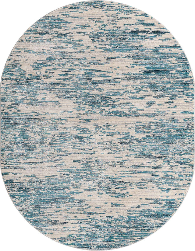 Blue 8' x 10' Oasis Oval Area Rug 65% Polypropylene & 35% Polyester Contemporary Carpet for Living Rooms, Bedroom, Kitchen, Dining, Office for Sale at Rug Engine