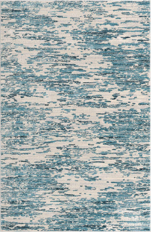 Blue 6' x 9' Oasis Rectangle Area Rug 65% Polypropylene & 35% Polyester Contemporary Carpet for Living Rooms, Bedroom, Kitchen, Dining, Office for Sale at Rug Engine