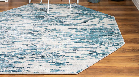 Blue 6' x 6' Oasis Octagon Area Rug 65% Polypropylene & 35% Polyester Contemporary Carpet for Living Rooms, Bedroom, Kitchen, Dining, Office for Sale at Rug Engine