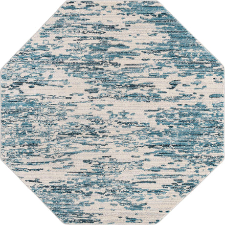 Blue 6' x 6' Oasis Octagon Area Rug 65% Polypropylene & 35% Polyester Contemporary Carpet for Living Rooms, Bedroom, Kitchen, Dining, Office for Sale at Rug Engine
