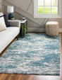 Blue 4' x 6' Oasis Rectangle Area Rug 65% Polypropylene & 35% Polyester Contemporary Carpet for Living Rooms, Bedroom, Kitchen, Dining, Office for Sale at Rug Engine