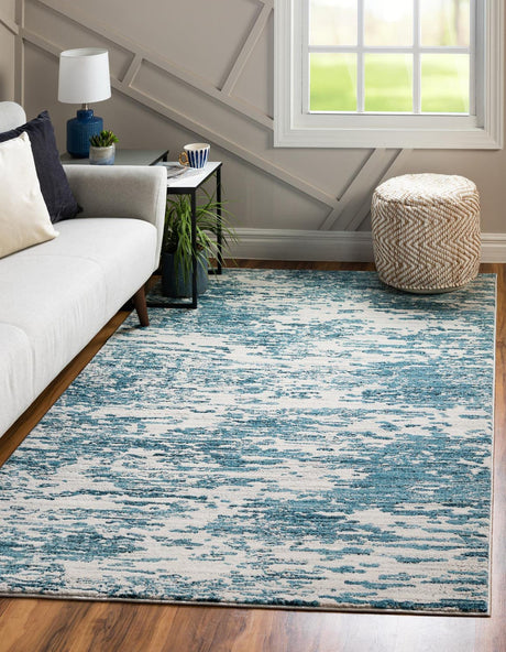 Blue 2' x 3' Oasis Rectangle Area Rug 65% Polypropylene & 35% Polyester Contemporary Carpet for Living Rooms, Bedroom, Kitchen, Dining, Office for Sale at Rug Engine