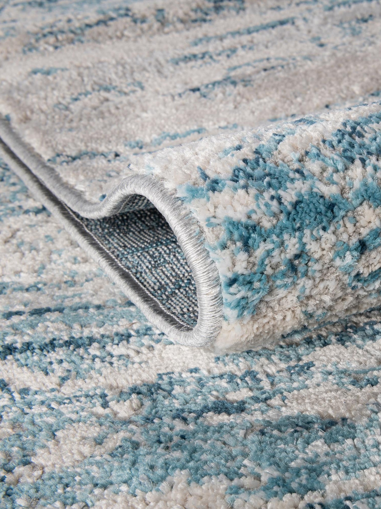 Blue 6' x 9' Oasis Rectangle Area Rug 65% Polypropylene & 35% Polyester Contemporary Carpet for Living Rooms, Bedroom, Kitchen, Dining, Office for Sale at Rug Engine