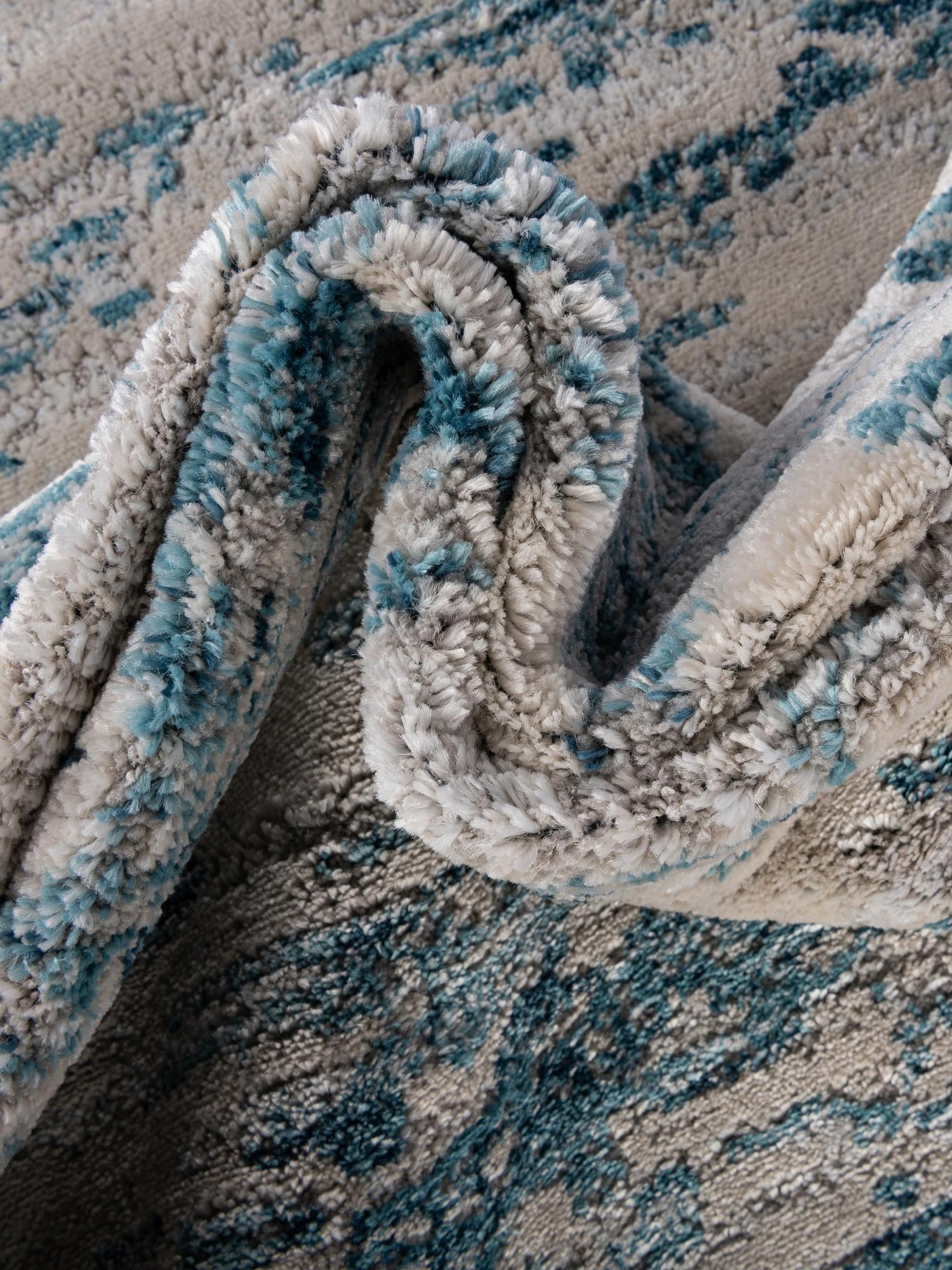 Blue 7' x 10' Oasis Rectangle Area Rug 65% Polypropylene & 35% Polyester Contemporary Carpet for Living Rooms, Bedroom, Kitchen, Dining, Office for Sale at Rug Engine