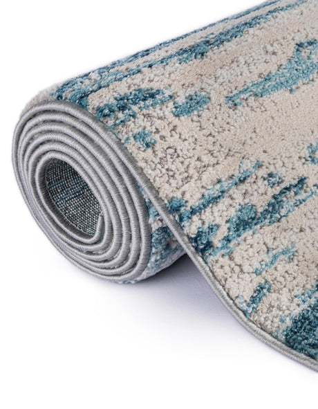 Blue 7' x 10' Oasis Rectangle Area Rug 65% Polypropylene & 35% Polyester Contemporary Carpet for Living Rooms, Bedroom, Kitchen, Dining, Office for Sale at Rug Engine