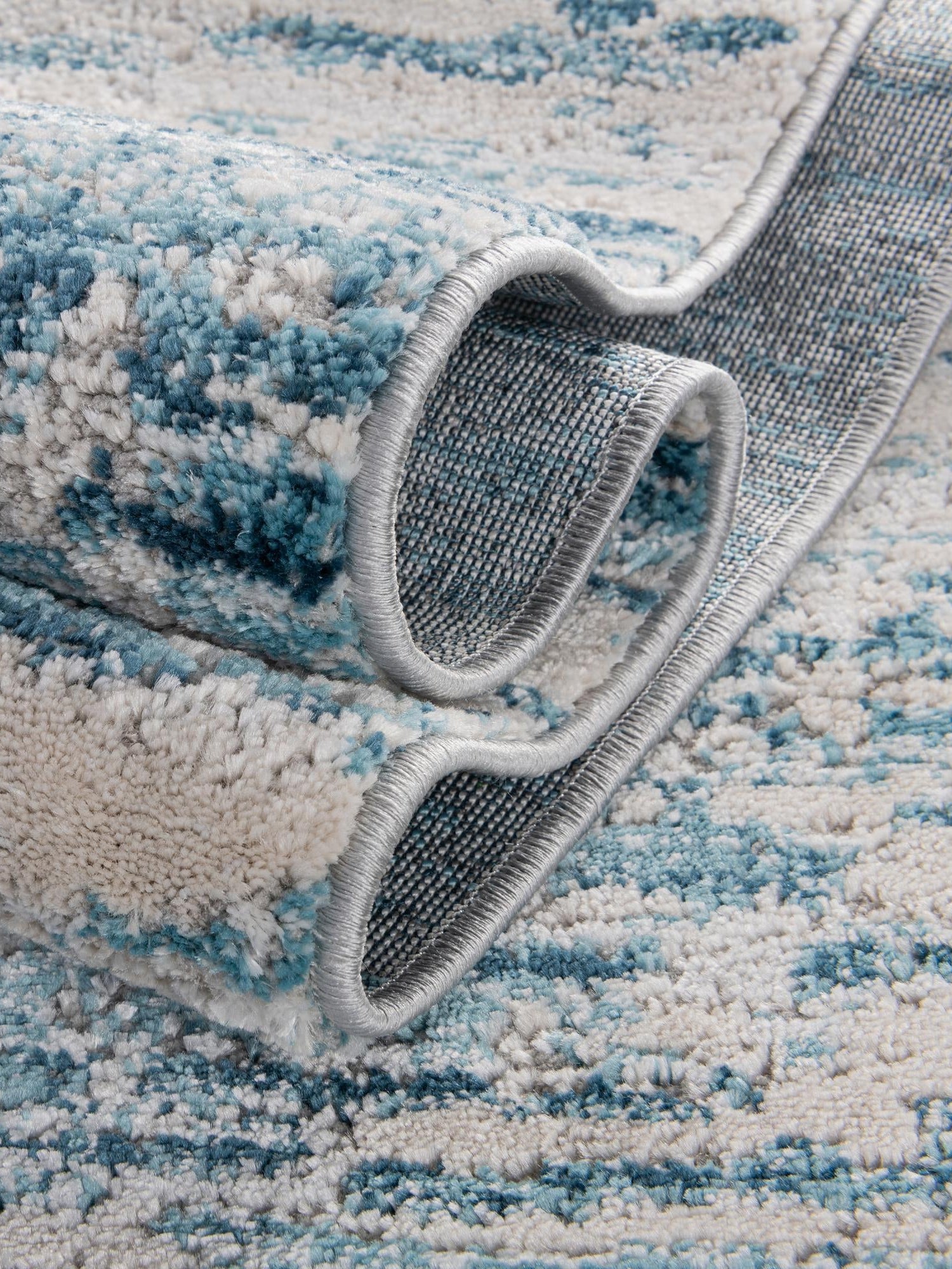 Blue 7' x 10' Oasis Rectangle Area Rug 65% Polypropylene & 35% Polyester Contemporary Carpet for Living Rooms, Bedroom, Kitchen, Dining, Office for Sale at Rug Engine