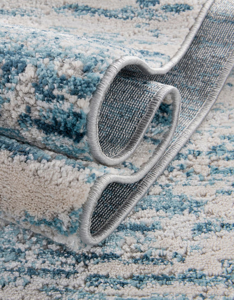 Blue 7' x 10' Oasis Rectangle Area Rug 65% Polypropylene & 35% Polyester Contemporary Carpet for Living Rooms, Bedroom, Kitchen, Dining, Office for Sale at Rug Engine