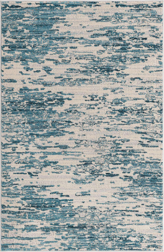 Blue 4' x 6' Oasis Rectangle Area Rug 65% Polypropylene & 35% Polyester Contemporary Carpet for Living Rooms, Bedroom, Kitchen, Dining, Office for Sale at Rug Engine