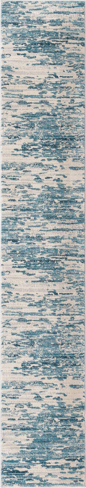 Blue 2' x 12' Oasis Runner Area Rug 65% Polypropylene & 35% Polyester Contemporary Carpet for Living Rooms, Bedroom, Kitchen, Dining, Office for Sale at Rug Engine
