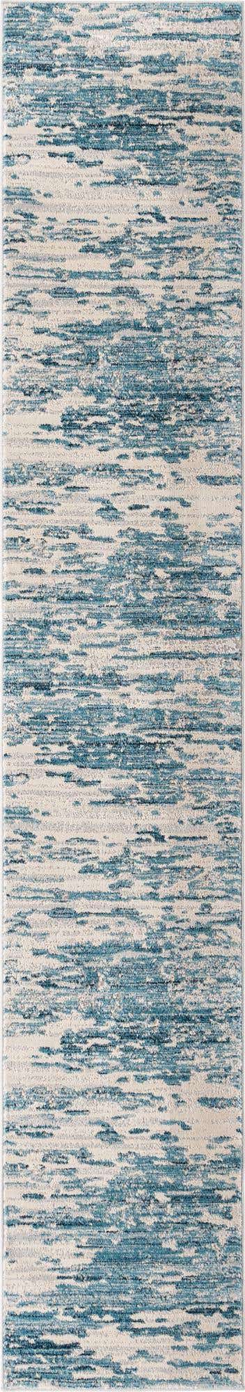 Blue 2' x 12' Oasis Runner Area Rug 65% Polypropylene & 35% Polyester Contemporary Carpet for Living Rooms, Bedroom, Kitchen, Dining, Office for Sale at Rug Engine