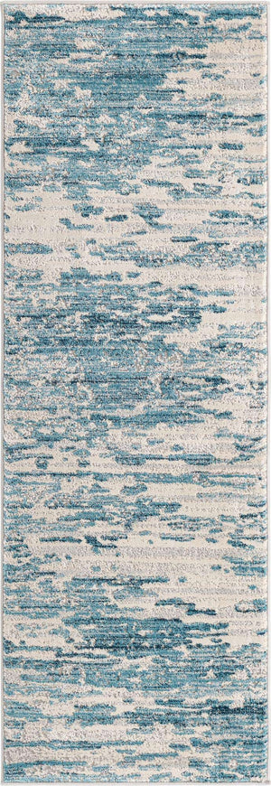 Blue 2' x 6' Oasis Runner Area Rug 65% Polypropylene & 35% Polyester Contemporary Carpet for Living Rooms, Bedroom, Kitchen, Dining, Office for Sale at Rug Engine