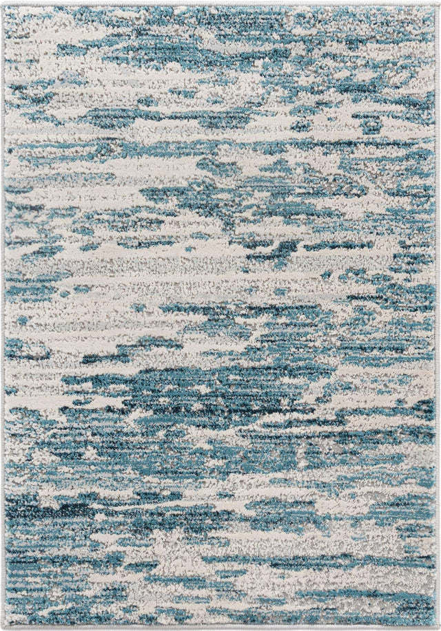 Blue 2' x 3' Oasis Rectangle Area Rug 65% Polypropylene & 35% Polyester Contemporary Carpet for Living Rooms, Bedroom, Kitchen, Dining, Office for Sale at Rug Engine