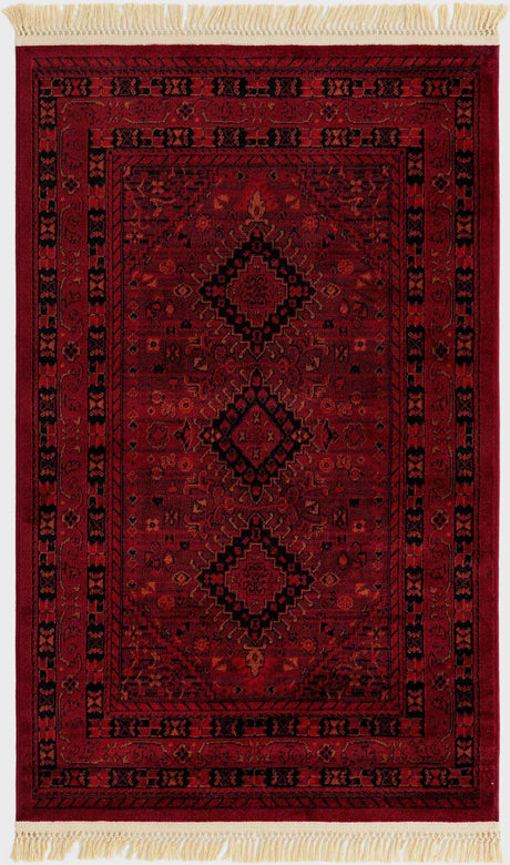 Red 3' 1 x 5' 3 Tekke Rectangle Area Rug Classic Traditional Vintage Design Carpet for Living Rooms, Dining, Bedrooms, Office Space for Sale at Rug Engine
